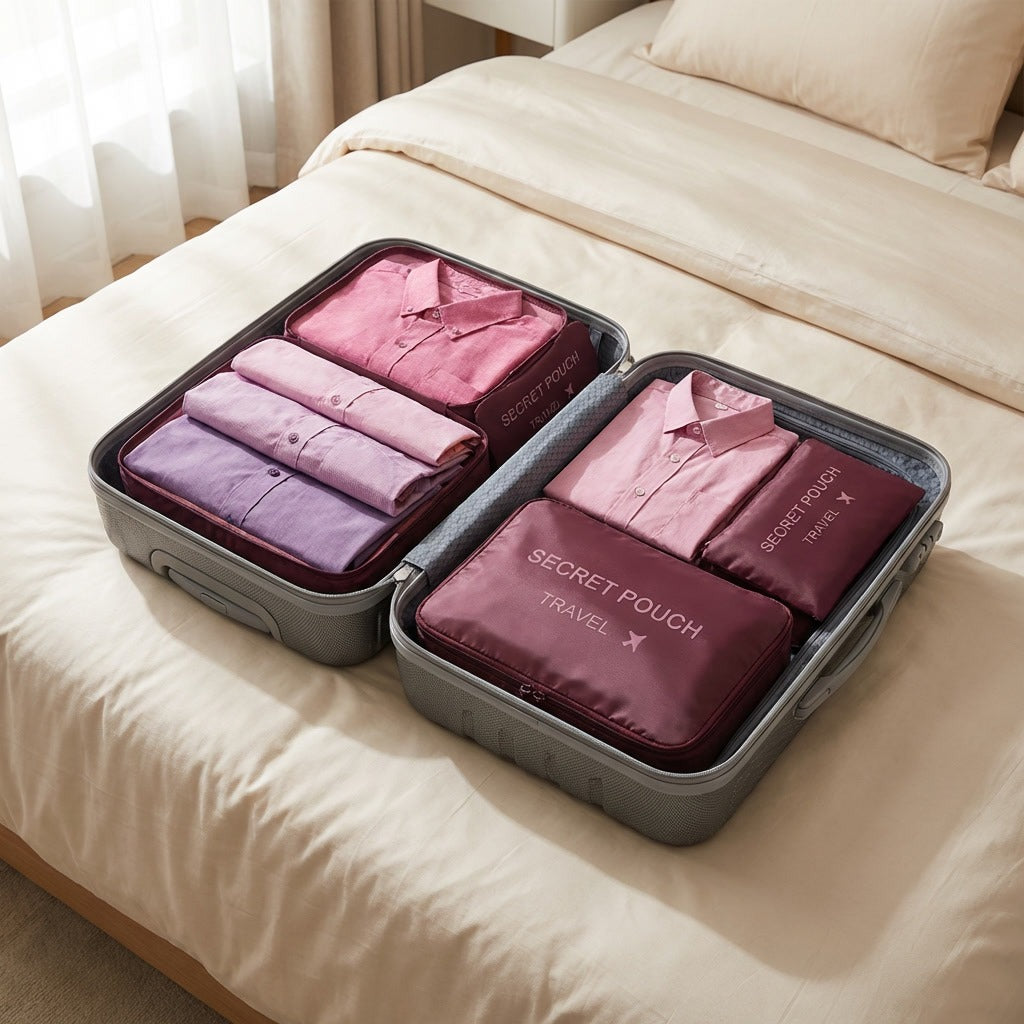 Set de 6 Organiseurs de Voyage – Sacs de Rangement Étanches & Grande Capacité