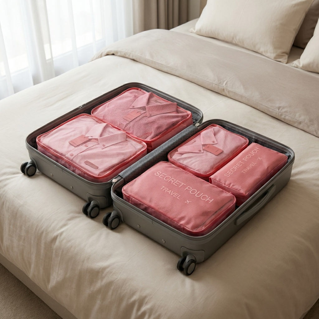 Set de 6 Organiseurs de Voyage – Sacs de Rangement Étanches & Grande Capacité